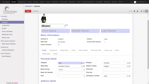 Student Management Screenshot1 | University Management System ERP Solutions | HvantageTechnologies.com