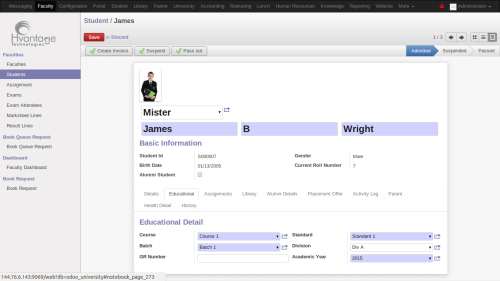 Student Admission Management Screenshot2 | University Management System ERP Solutions | HvantageTechnologies.com
