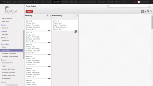 Time-Table Management Screenshot3 | University Management System ERP Solutions | HvantageTechnologies.com
