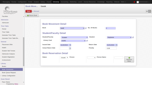 Library Management Screenshot5 | University Management System ERP Solutions | HvantageTechnologies.com