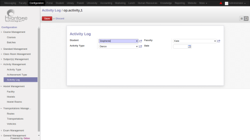 Activity Management Screenshot9 | University Management System ERP Solutions | HvantageTechnologies.com