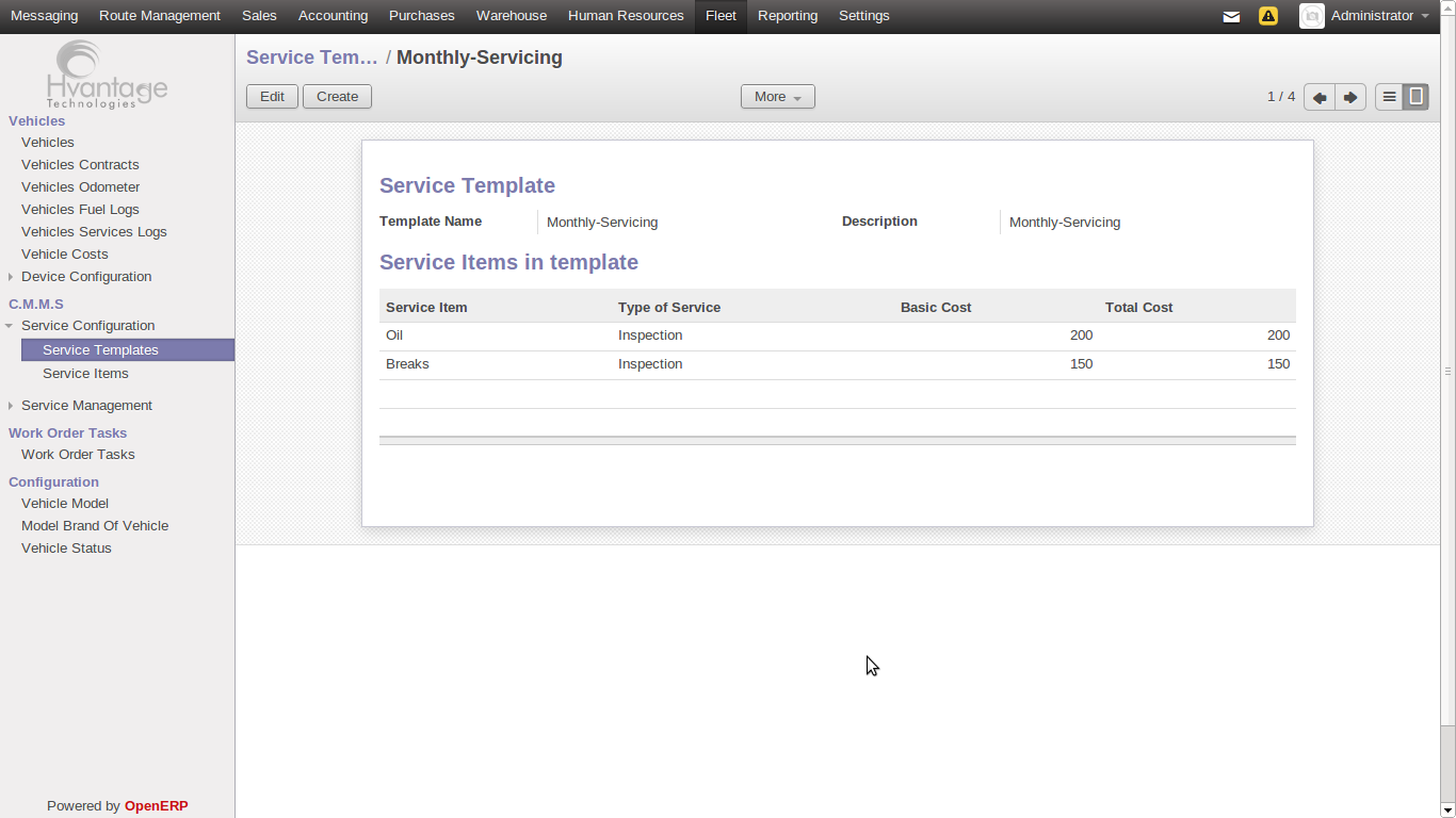 Vehicle Services Screenshot6 | Fleet Management ERP  - HvantageTechnologies.com
