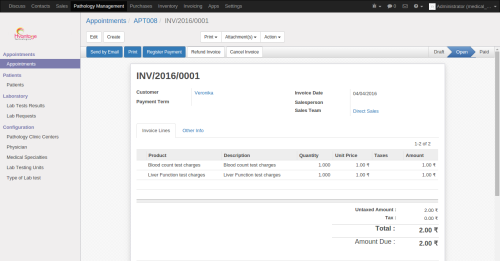 Patient Billing Screenshot6  | Pathology Lab Management ERP Solutions -HvantageTechnologies.com