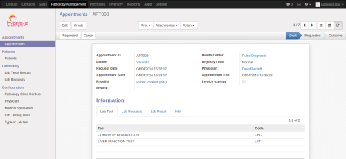 Appointments for LAB Test Screenshot4 | Pathology Lab Management ERP Solutions -HvantageTechnologies.com