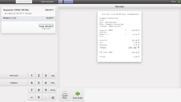 Payment Receipt Through Printer Screenshot14 | Pos Restaurant Management ERP Solutions - HvantageTechnologies.com