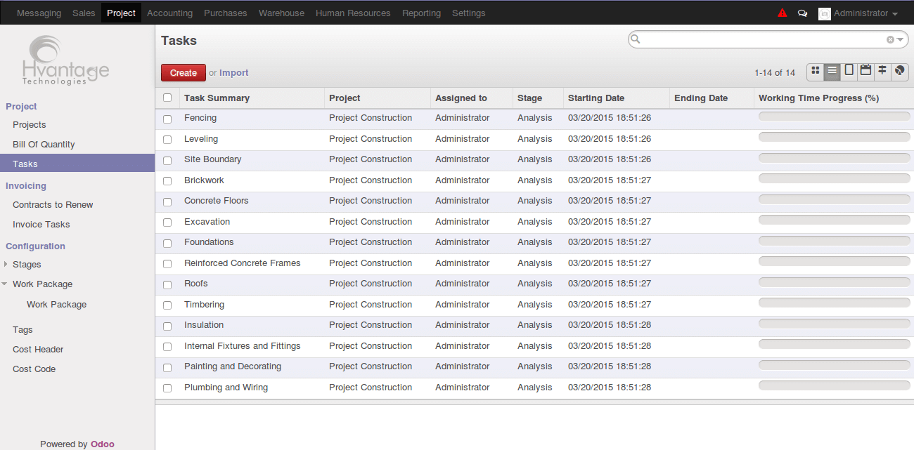 Construction Tasks Screenshot4 | Construction Management - HvantageTechnologies.com