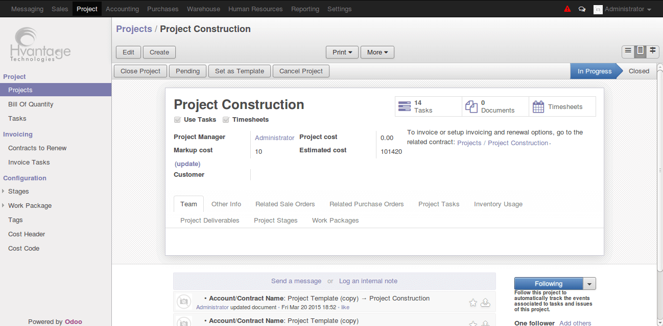 Construction Project Screenshot3 | Construction Management - HvantageTechnologies.com