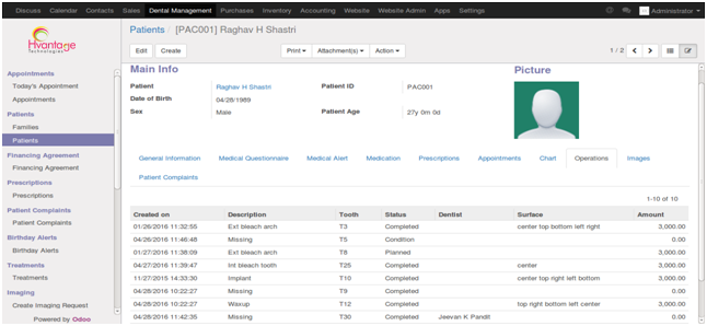 Operations Screenshot7 | Dental Clinic Management ERP Solutions - HvantageTechnologies.com