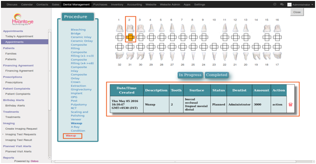 Teeth Chart Screenshot6 | Dental Clinic Management ERP Solutions - HvantageTechnologies.com