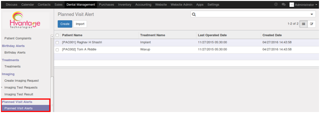 Planned Visit Alerts Screenshot11 | Dental Clinic Management ERP Solutions - HvantageTechnologies.com