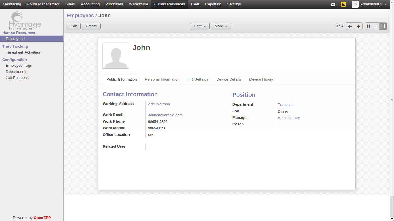 Driver Record Screenshot2 | Fleet Management ERP  - HvantageTechnologies.com