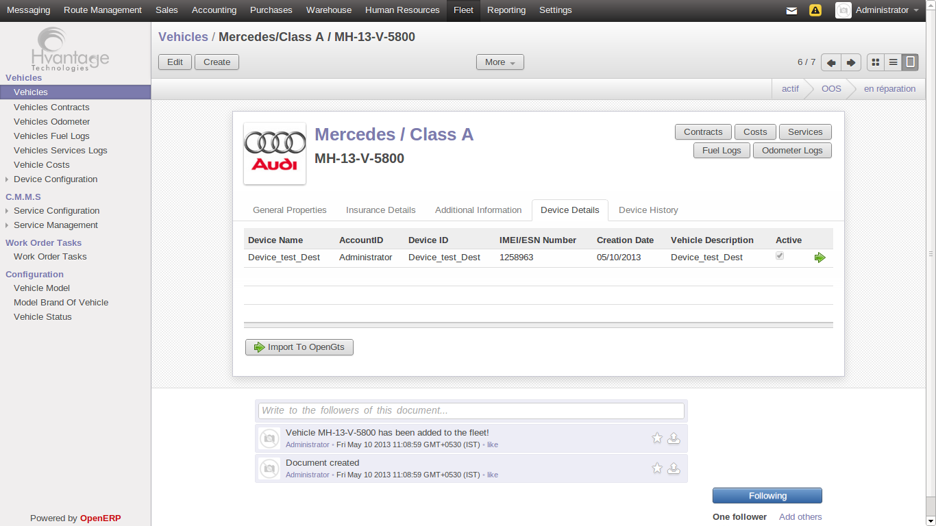 Vehicle Integrated Screenshot3 | Fleet Management ERP  - HvantageTechnologies.com