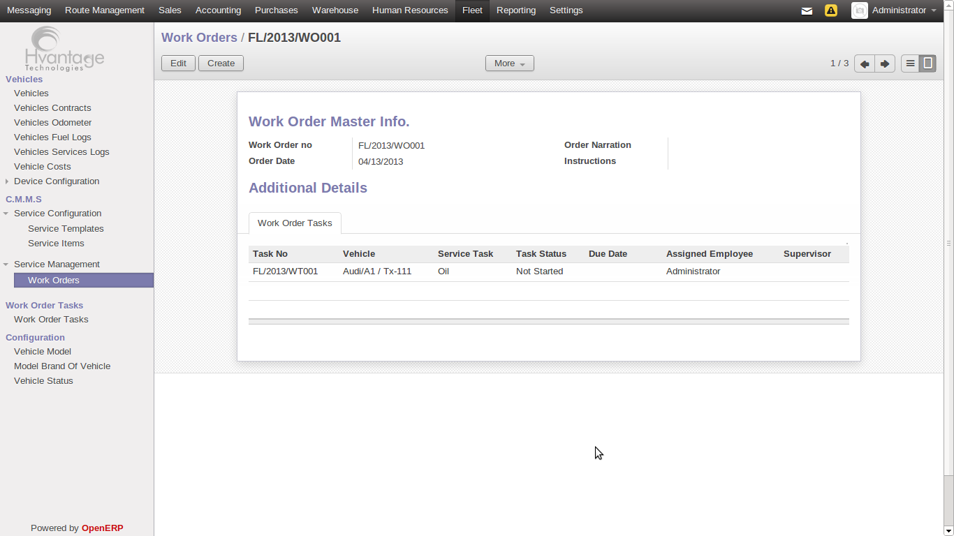 Work Order Screenshot7 | Fleet Management ERP  - HvantageTechnologies.com
