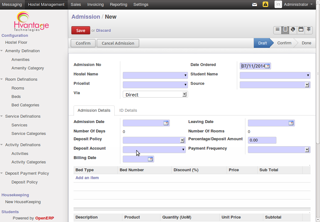 Bedwise Price Configuration Screenshot3 | Hostal Management ERP Solutions - HvantageTechnologies.com