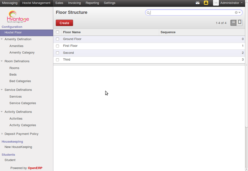 Hostal Structure Screenshot1 | Hostal Management ERP Solutions - HvantageTechnologies.com