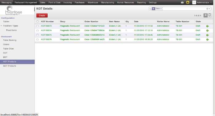 KOT Product Listing In Kitchen | Pos Restaurant Management ERP Solutions - HvantageTechnologies.com