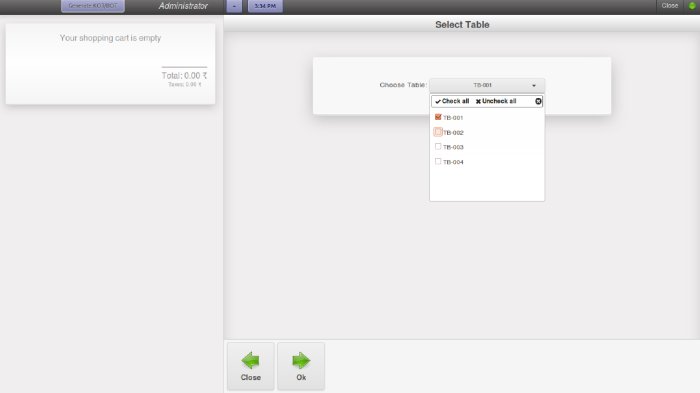 Table Orders Through POS Screen Screenshot11 | Pos Restaurant Management ERP Solutions - HvantageTechnologies.com