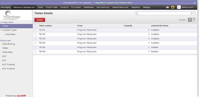 Shop Wise Table Listing Screenshot5  | Pos Restaurant Management ERP Solutions - HvantageTechnologies.com