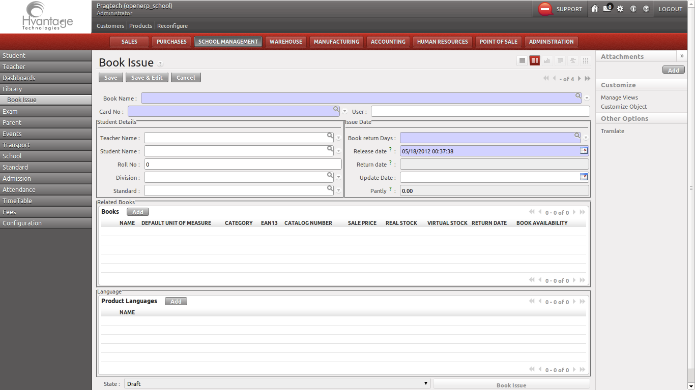 Book Issue Screenshot8 | School Management ERP Solutions | HvantageTechnologies.com