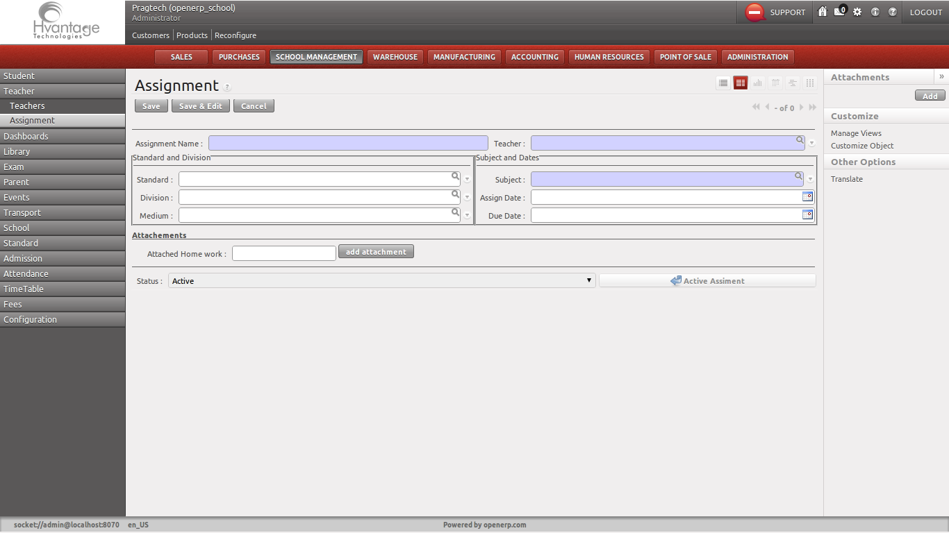 Assignment Screenshot2 | School Management ERP Solutions | HvantageTechnologies.com