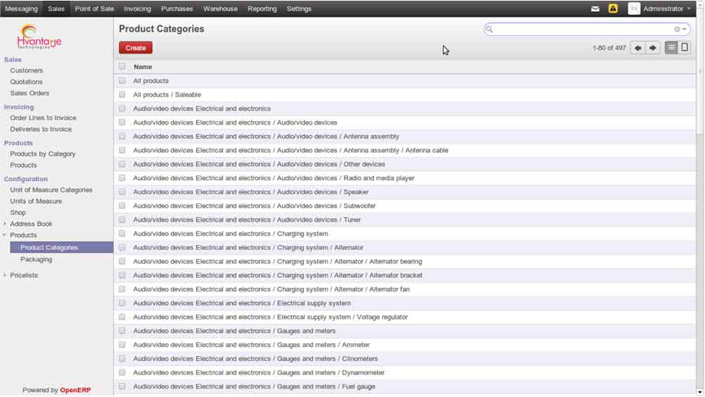 Categories Screenshot1 | Automobile Spare Parts Management ERP Solutions - HvantageTechnologies.com