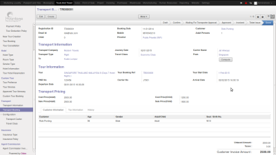Transport Booking Screenshot4 | Tours & Travel Management ERP - HvantageTechnologies.com